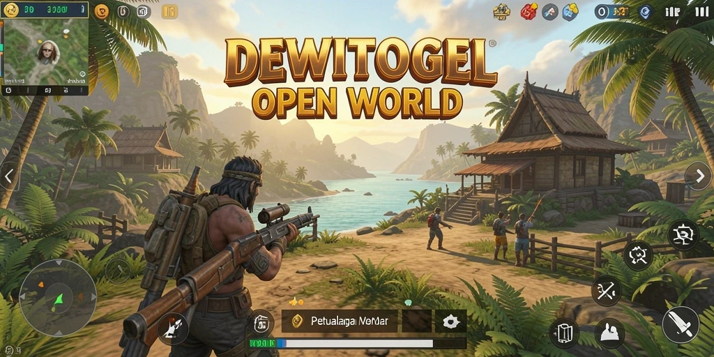 Tangkapan layar gameplay DEWITOGEL yang menampilkan eksplorasi dunia terbuka.