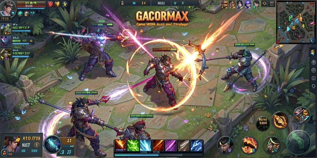 Screenshot GACORMAX menampilkan aksi bermain MOBA yang seru.
