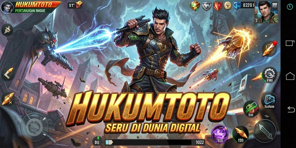 Tampilan gameplay HUKUMTOTO yang penuh aksi dan pertarungan seru.
