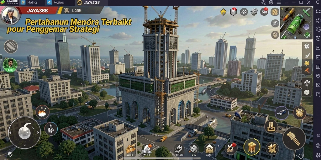 Screenshot gameplay JAYA388 menunjukkan pertarungan seru Tower Defense.