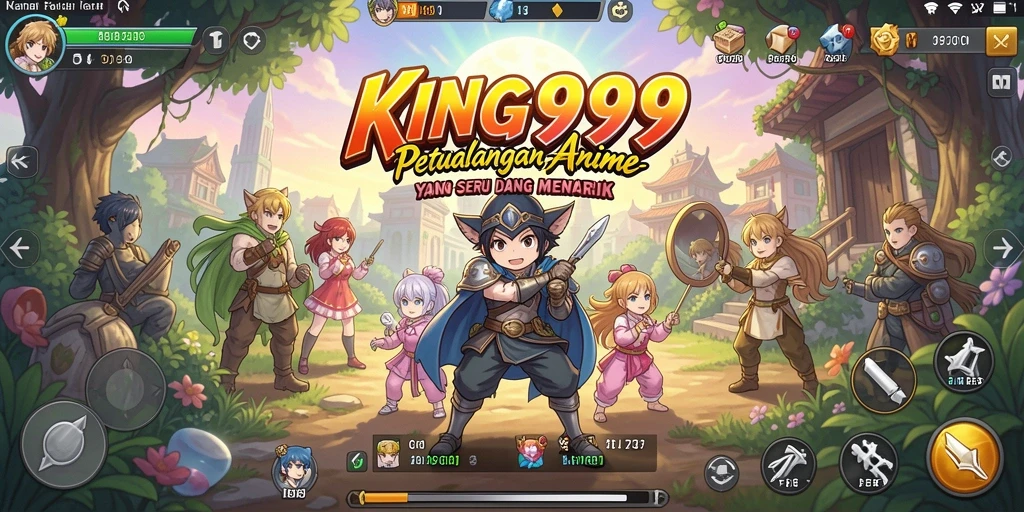 Tampilan gameplay menarik dari KING999 dengan karakter anime.